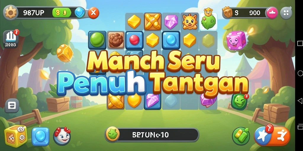 Tampilan gameplay seru di 987UP dengan tantangan Match-3 yang mengasyikkan.