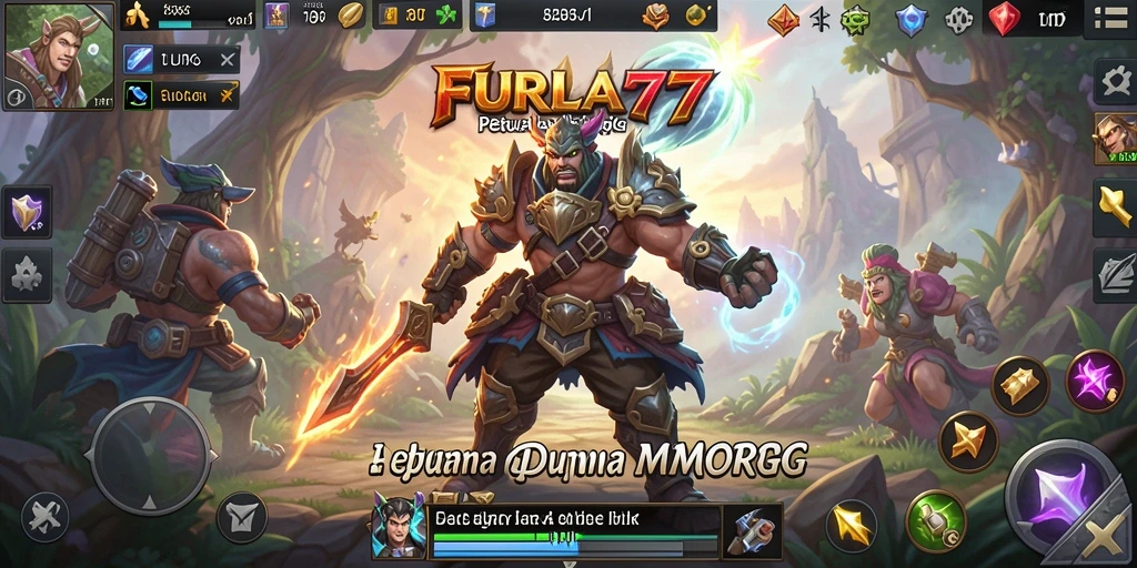 Screenshot gameplay FURLA77 yang menunjukkan aksi pertempuran seru di dunia MMORPG.