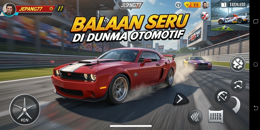 Gameplay Racing JEPANG77 dengan trek menantang dan mobil cepat.